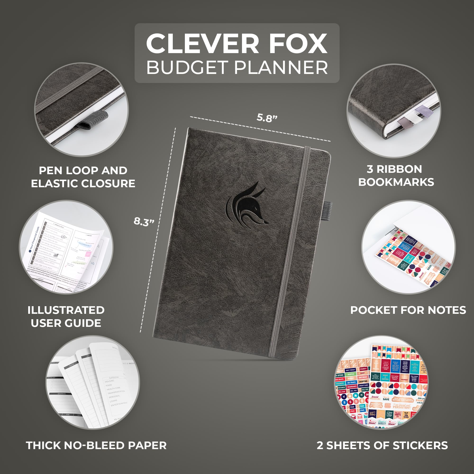 Clever Fox Budget Planner Premium Edition â€" Expense Tracker Notebook 5 Cash Envelopes Organizer Book Journal Control Your Money Undated A5 Hardcover Bl - View #3