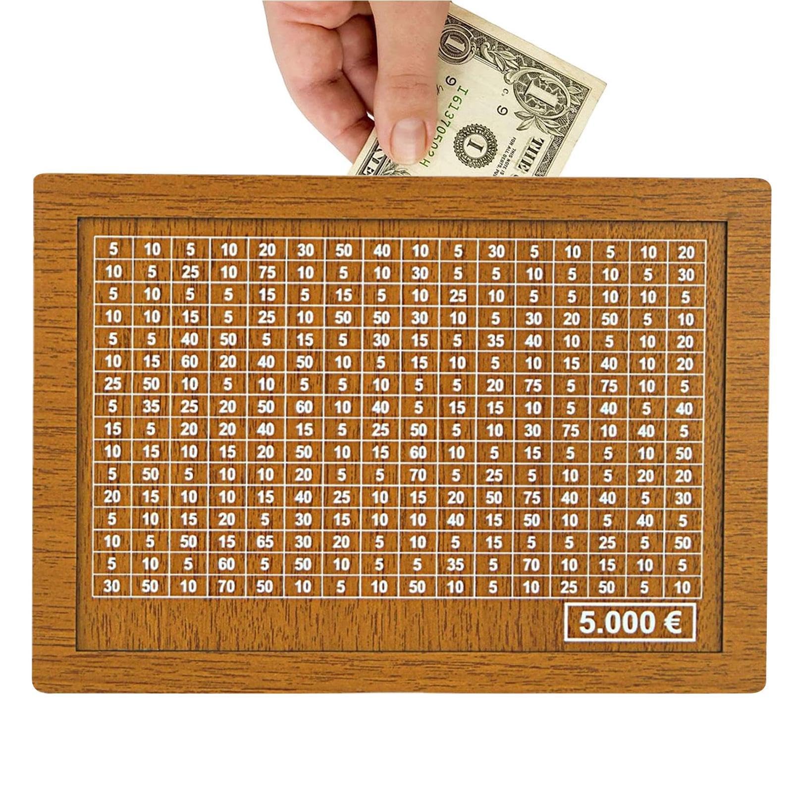 Opilroyn Wooden Piggy Bank - Savings Box, Money Box | Creative Paper Money Saving Box, Money Box With Counter, Reusable Cash Box, Saving Challenge Money Bank With Numbers Ticks