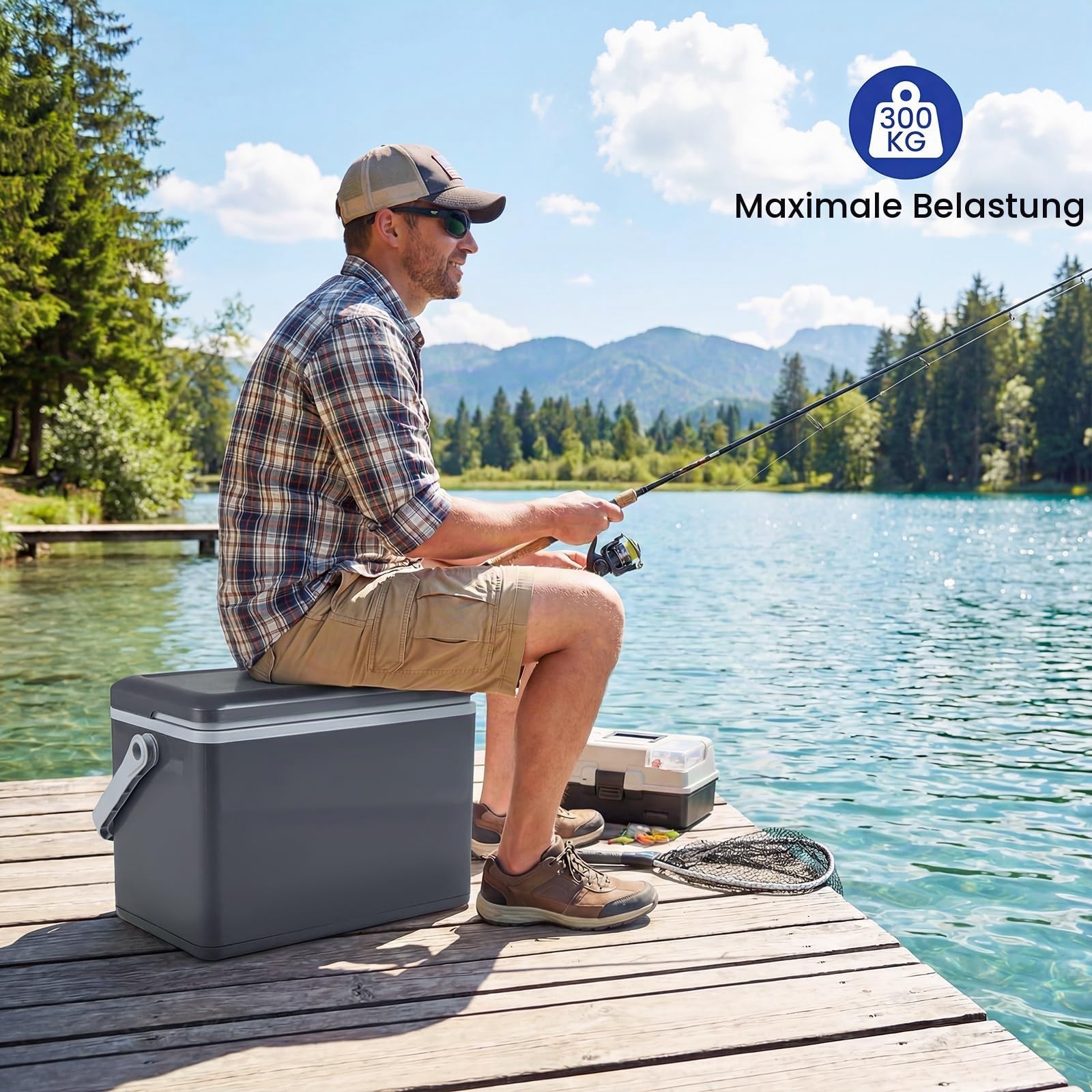 FANTASK 12 Liter Kühlbox, Mobile Kühlbox ohne Strom mit PU-Vollschaumisolierung, Isolierbox bis zu 2-3 Tage Kühlung für Camping, Picknick & Festivals (Dunkelgrau)