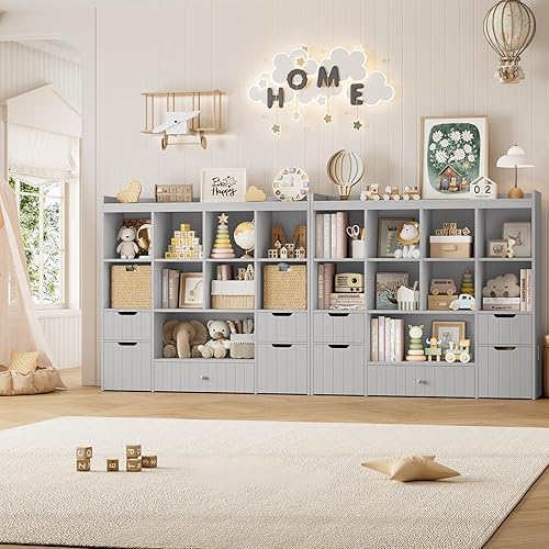 Miniatura 4 de HORSTORS Organizador de almacenamiento de juguetes para niños de 48 pulgadas de ancho, baúl grande de almacenamiento de juguetes con contenedores