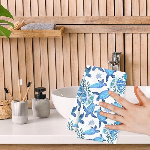 Miniatura 7 de AnyDesign - 100 servilletas de papel desechables con diseño de tortuga para invitados, diseño de animales marinos, servilletas de mano para el