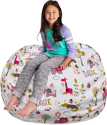 Miniatura 206 de Posh Funda de Silla Puf Rellenable para Almacenamiento de Animales de Peluche para Niños - Organizador de Juguetes Infantiles, Grande-38 - Lona