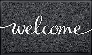 Door Mat Indoor Outdoor Doormat Low Profile Floor Mat Welcome Mat Non-Slip Low-Profile Design Front Doormat,Durable Trap Dirt for Entryway,High Traffic Areas,Patio 30"*17.5" (Black-Welcome, 30*17.5)