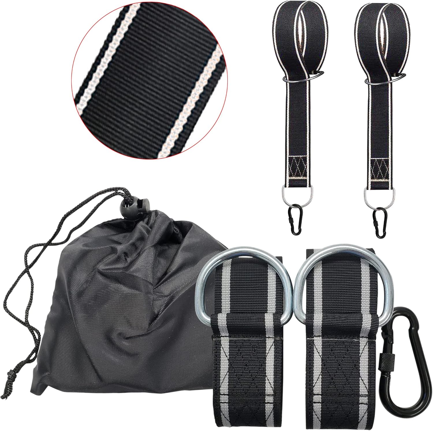 Outdoor People Co Set of 2 Tree Swing 10ft Strap Hanging kit with Travel Carry Handy Bag with Safe Lock Carabiners and Hooks,2500lbs Breaking Strength for Securing Hammocks-Tree Swings and Tires