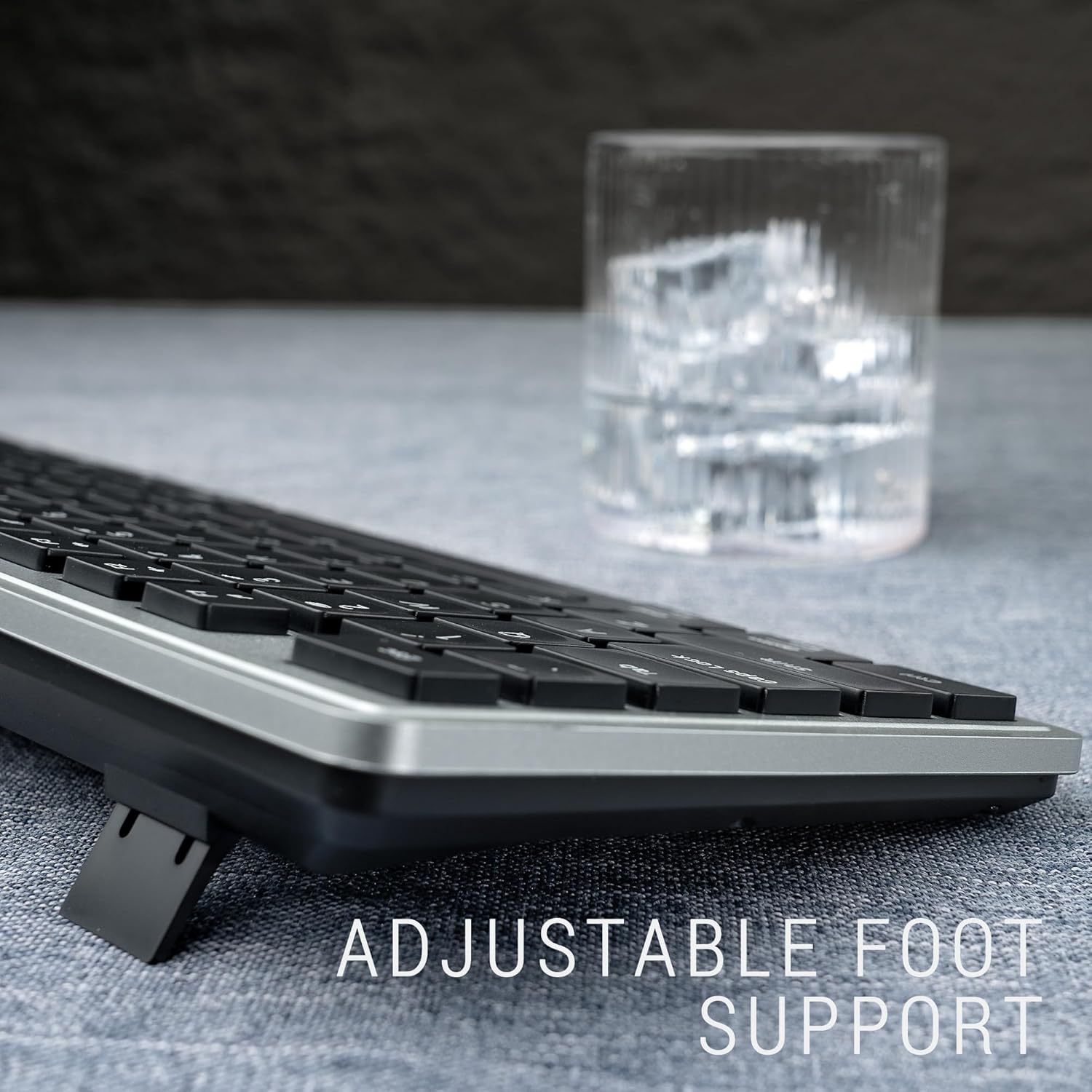 Wireless Keyboard and Mouse, 2.4GHz Cordless Silent Keyboard Mouse Combo, Optical Mouse, Plug and Play USB Receiver, Compatible with Windows, Mac, Laptop, and PC – Ideal for Office Use（Black Gray）