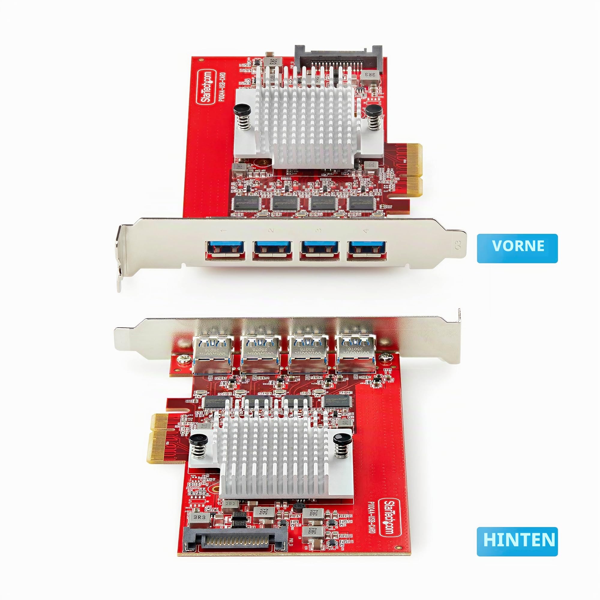 StarTech 4-Port USB-A 10Gbps PCIe Karte, USB 3.2 (P10Q4A-USB-CARD) | Erweiterungskarte, PCI Express 3.0, Unabhängige Controller, SATA Strom, USB Karte