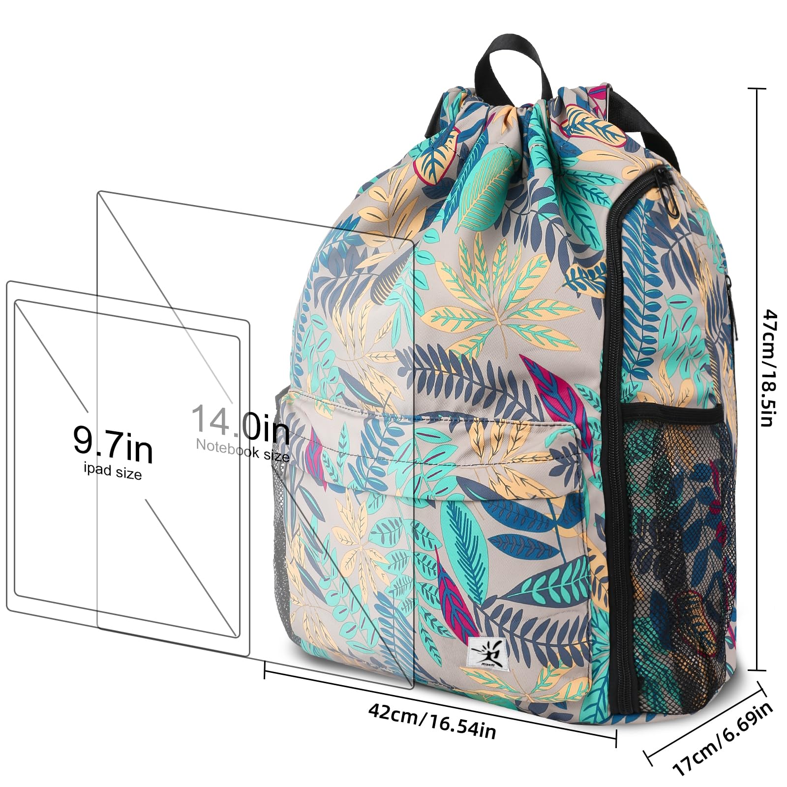 Risefit Drawstring Backpack with Mesh Pockets String Gym Bag Sackpack Sandproof Water Resistant Beach Backpack for Men Women - Image 7