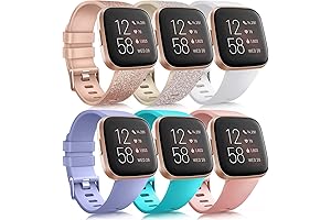 6 Pack Sport Bands for Fitbit Versa Watches - Premium Silicone Straps...