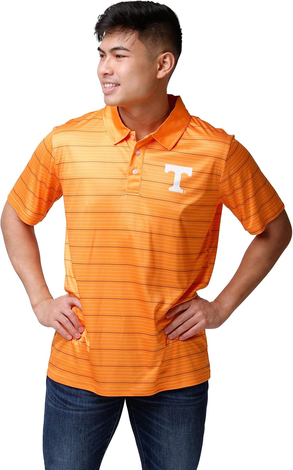 FOCO NCAA Mens NCAA College Team Logo Striped Polyester Polo Short Sleeve Shirt