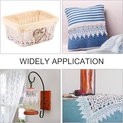 Miniatura 6 de Borde de encaje para costura, cinta blanca de 5 yardas de ancho, para adornos de vestidos de novia y decoración de fiestas