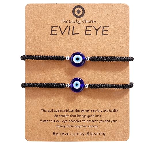 Handmade String Red evil eye bracelets blue evil eye jewelry bracelet for women men teen girls boy pack of 2 braclets mal de ojo bracelets ojo turco