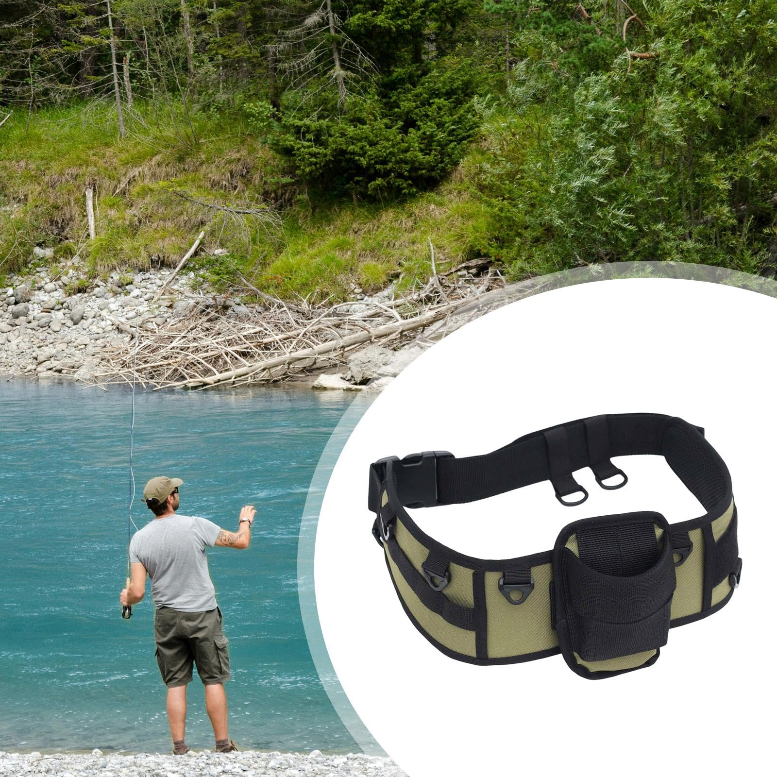 Fishing Waist Belt Ausgestattet mit Einstellbarem Rutenhalter Gepolstertem Einsatz Strapazierfähigem Polyestergewebe Und Multifunktionalen Haken für P