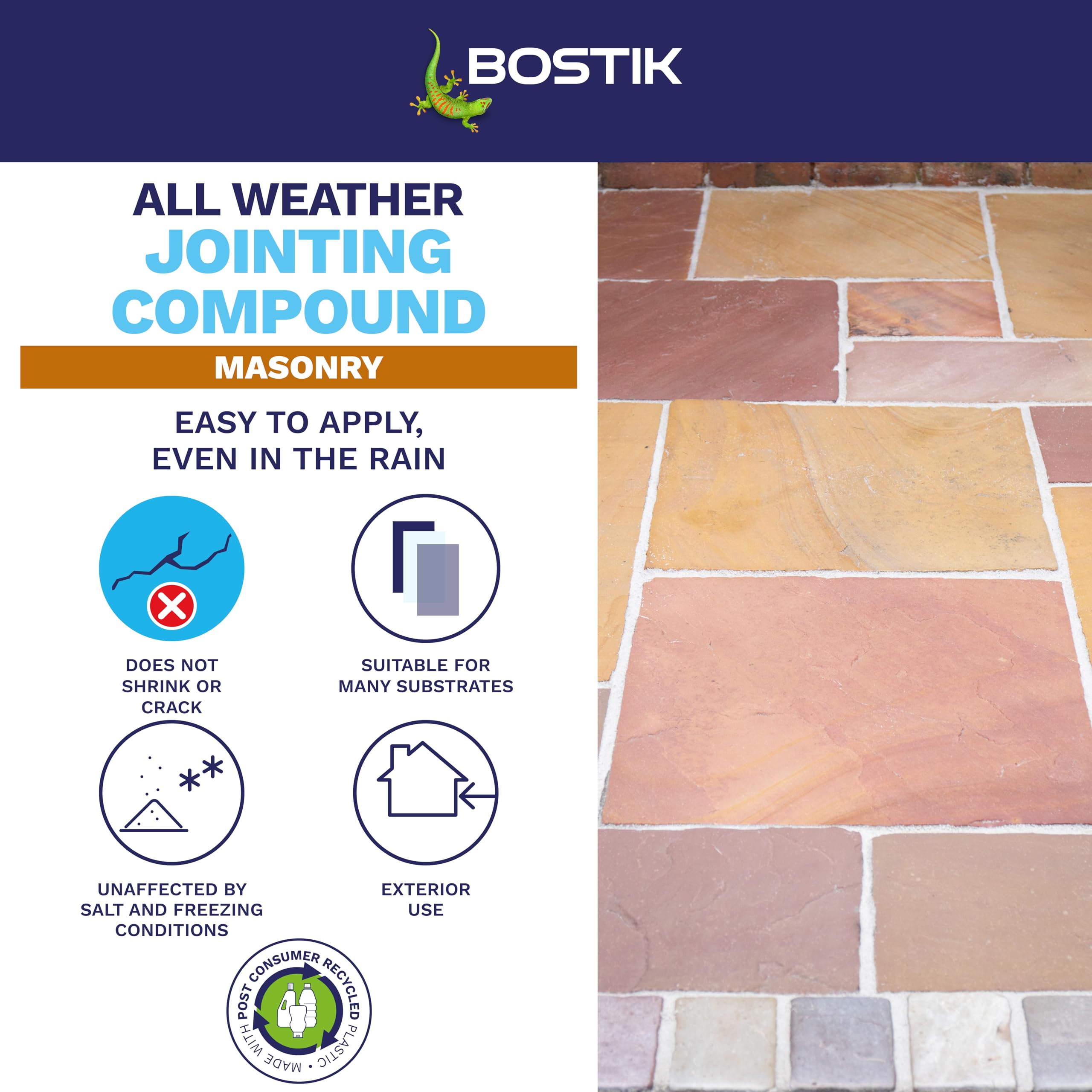 Bostik Compuesto para juntas para todo tipo de clima, gris, 15 kg, para juntas de caminos y patios, listo para usar, proyecto de paisajismo, resistente a malas hierbas y erosión