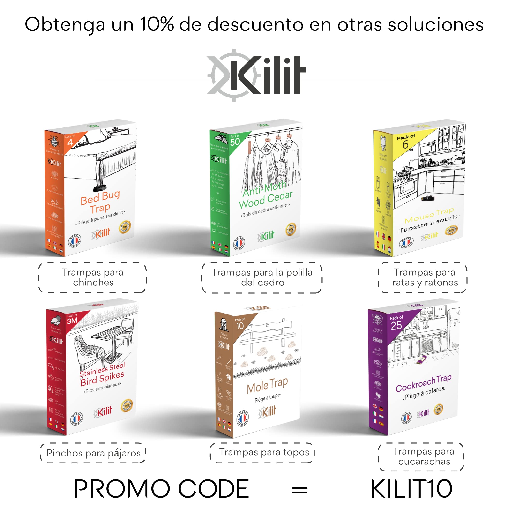 Trampa Chinches de Cama [Kit de 4] Blanco - Interceptor Anti Chinches Profesional - Proteccion Cama Ecologico Sin Pesticidas