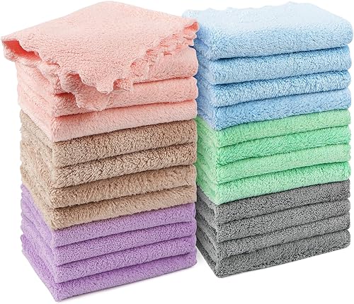 HOMEXCEL Paquete de 24 paños de baño para bebé, de microfibra, forro polar, color coral, extra absorbentes y suaves, para recién nacidos, bebés y