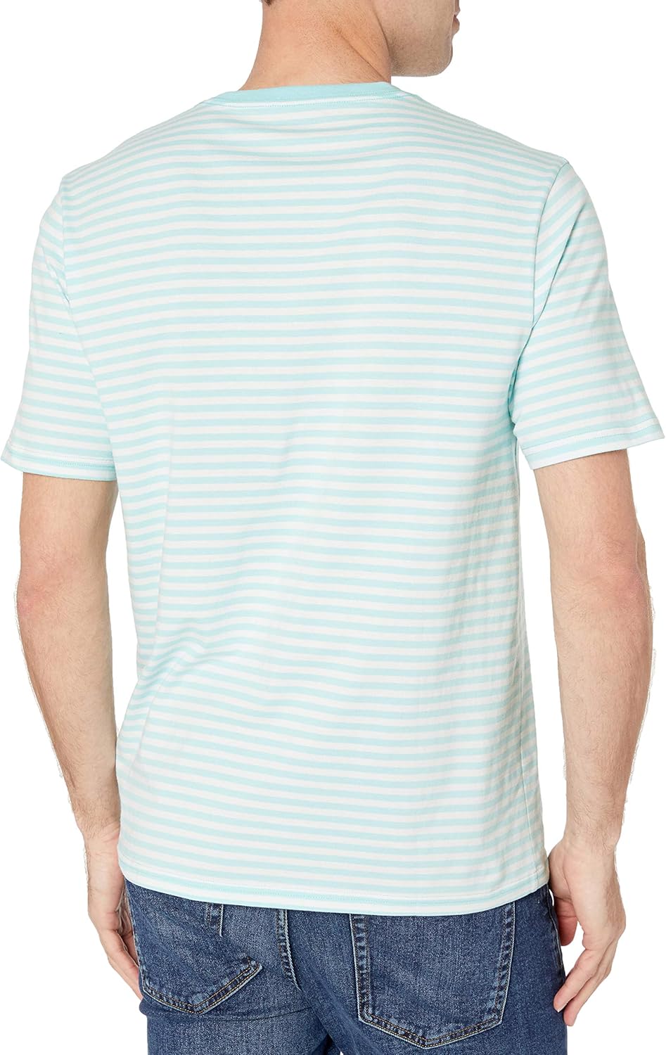 Amazon Essentials Men's Regular-Fit Short-Sleeve V-Neck T-Shirt, Pack of 2 X-Large Aqua Blue/White, Stripe
