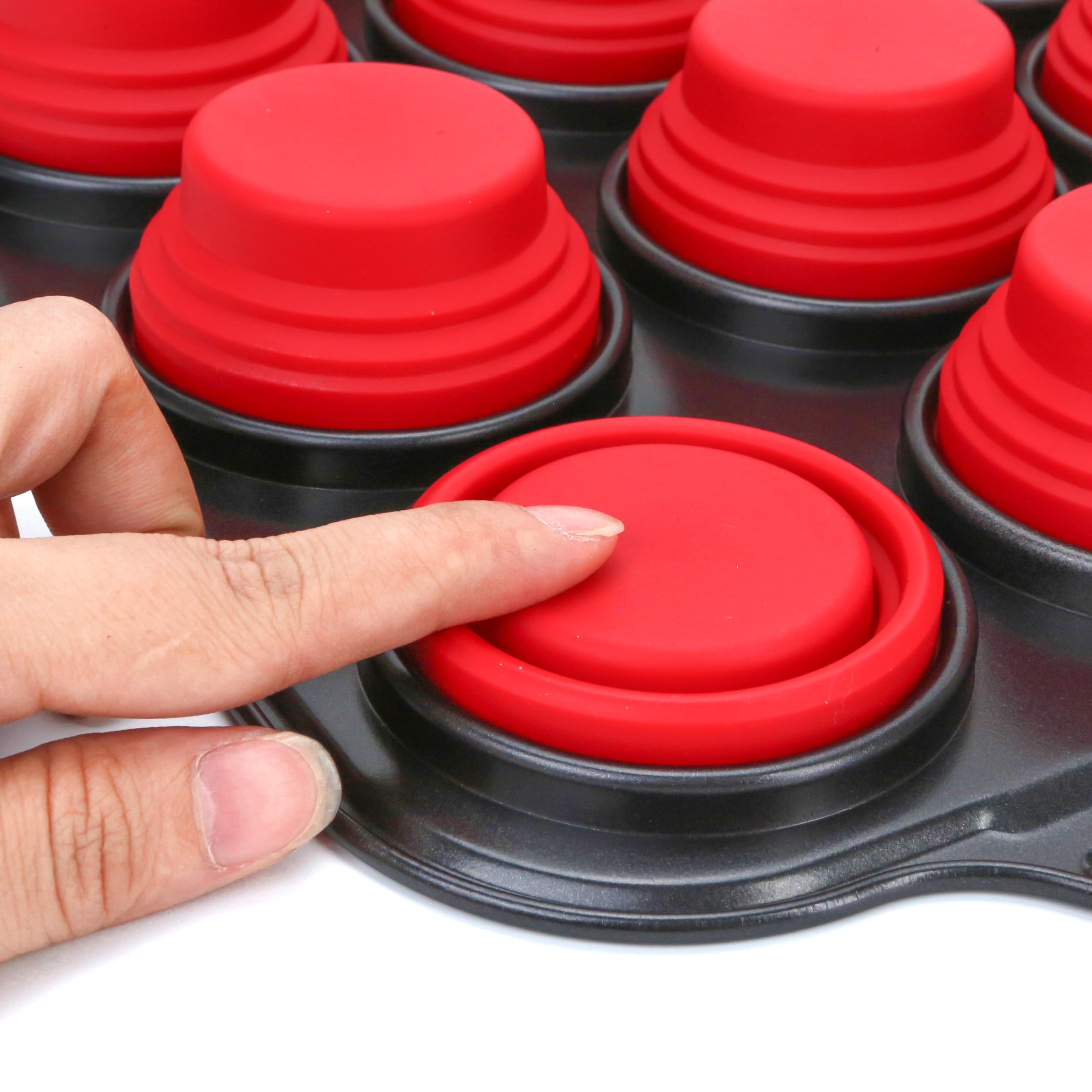 2024 Silikon-Muffinform, roter Metallrahmen, Muffinform, Eierbissen, Cupcake-Form, ofen- und spülmaschinenfest, Mini-Muffinformen zum Backen, antihaftbeschichtet, 12 Stück