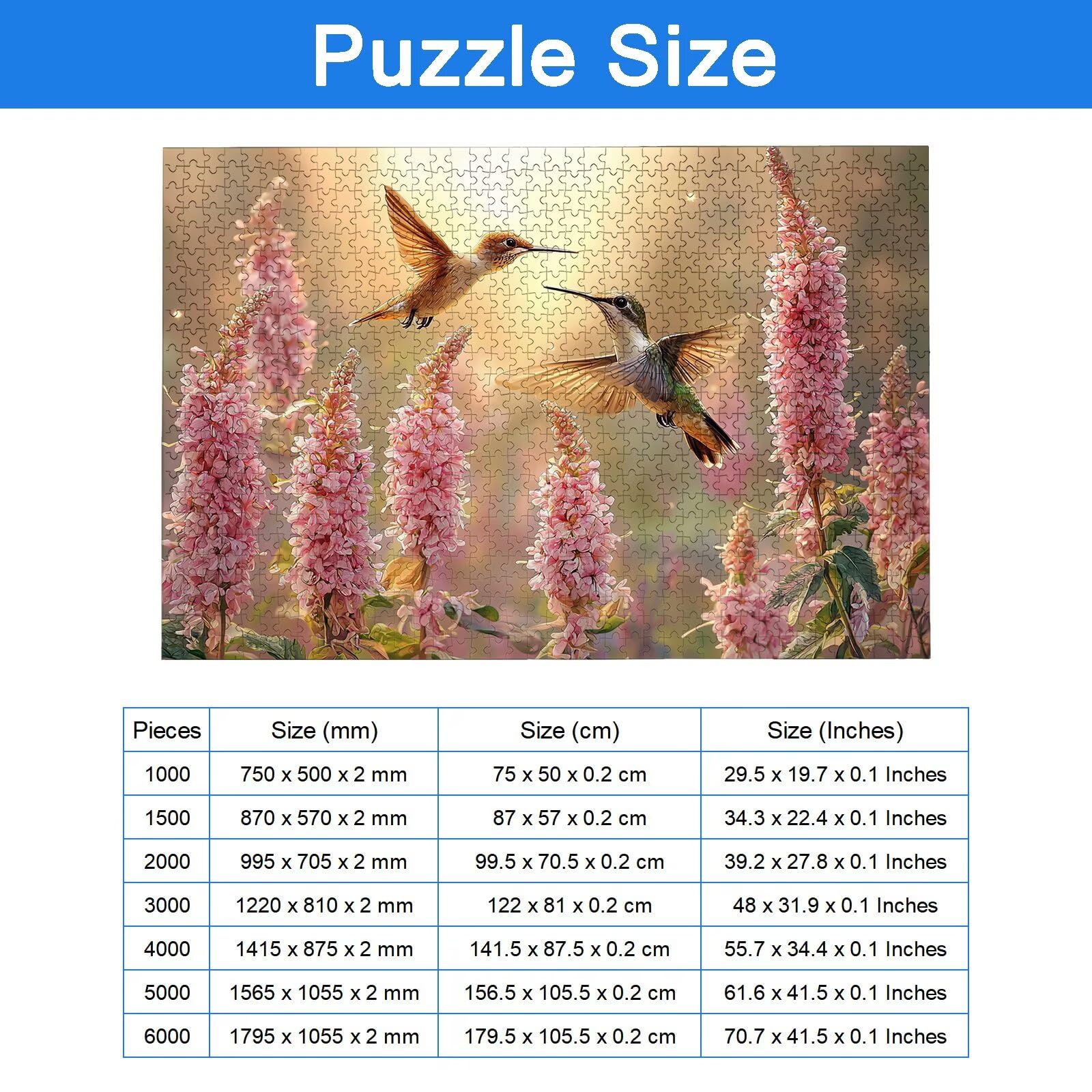 Puzzle 6000 Pezzi Colibrì, Puzzle Fiore 6000 Pezzi Arte per Adulti e Bambini, Misura: 179.5x105.5 cm, Puzzles Legno per Adulti con Squisita Scatola di Imballaggio, Regalo Donna, Regalo Uomo, -9215