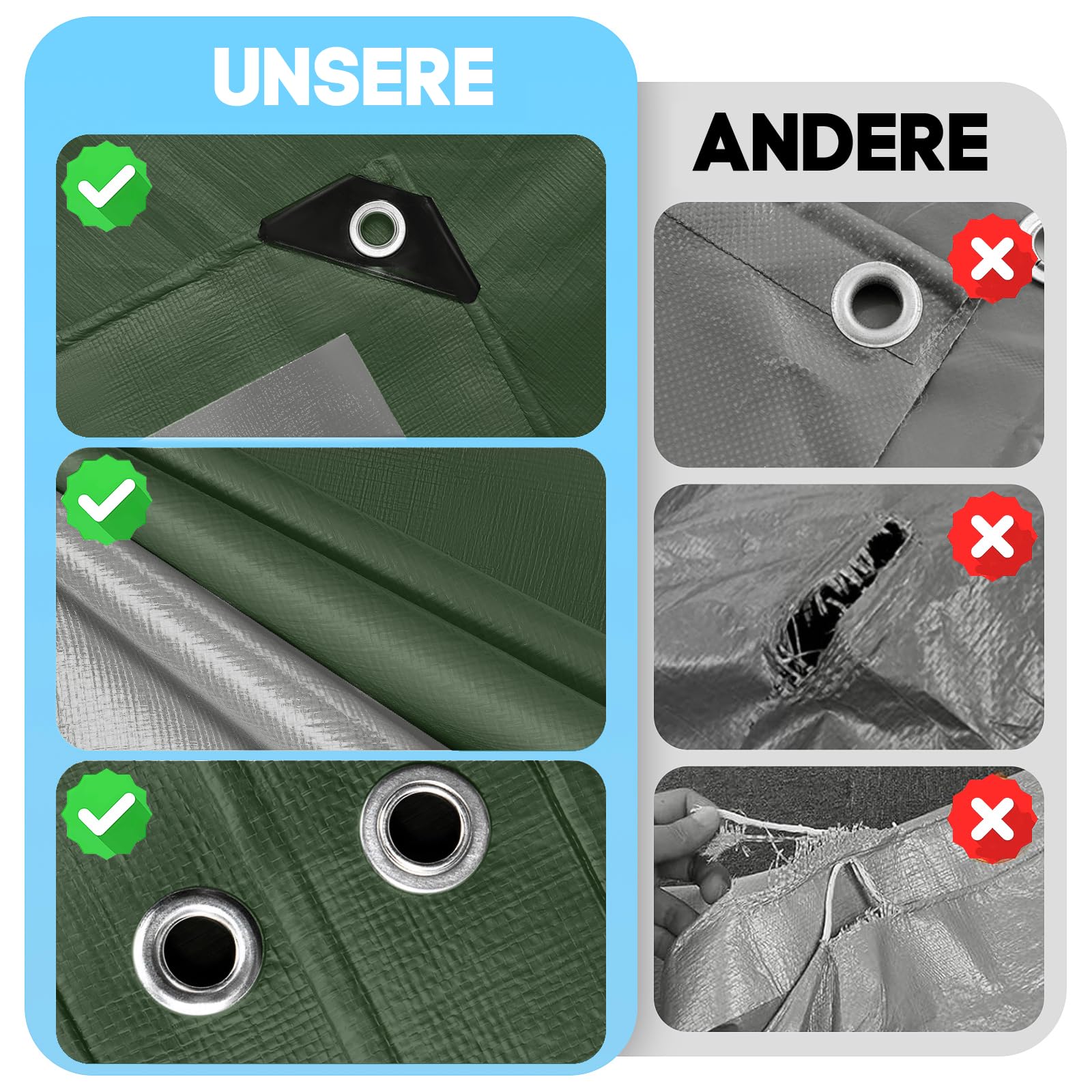 Bâche imperméable avec œillets, 120g/m² bâche tissée en PE, bâche de camion protection résistante aux intempéries, poussière, UV-résistante à la déchirure, couverture pour meubles de jardin bois