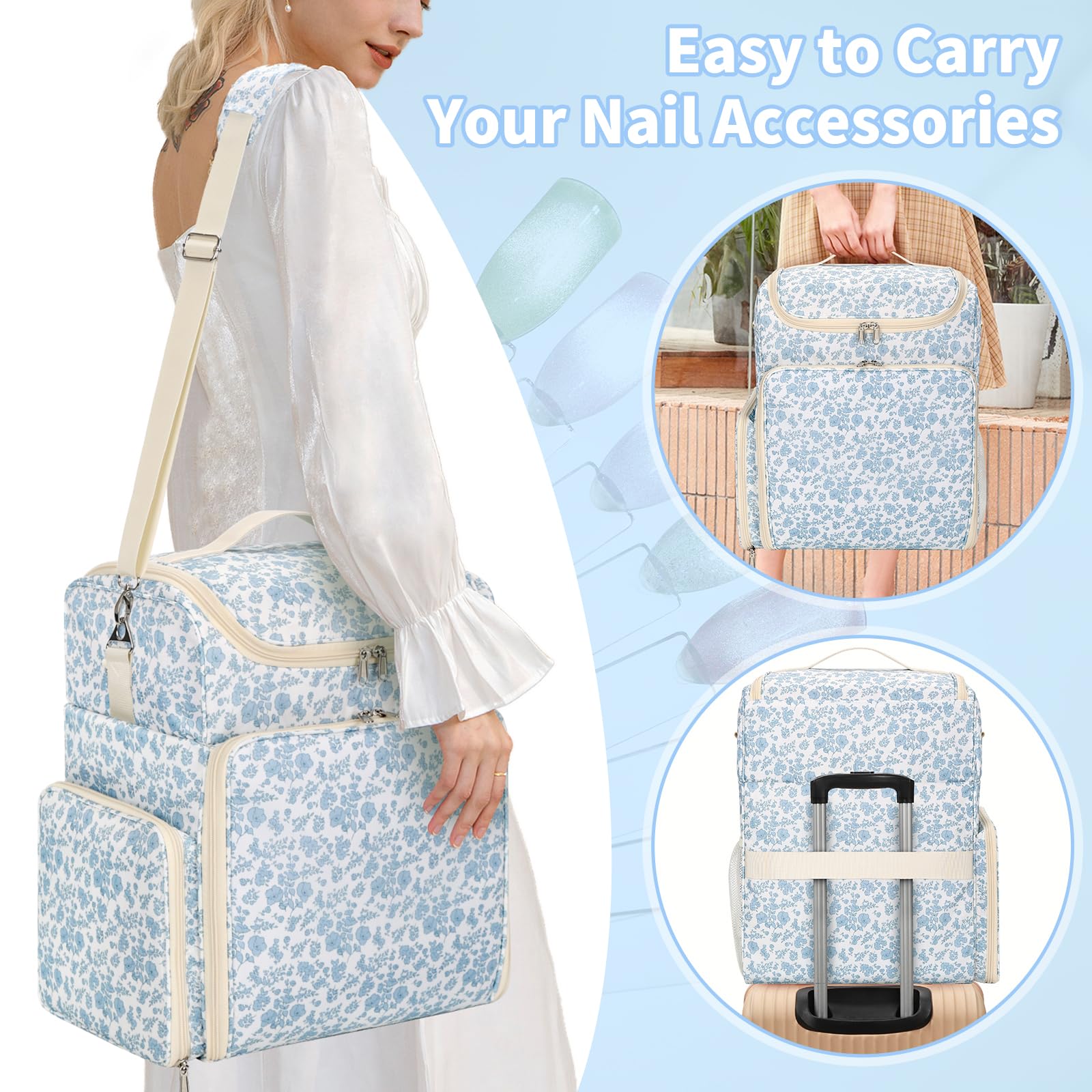 CUBETASTIC Nail Polish Organizer Carrying Bag with Removable Pouches