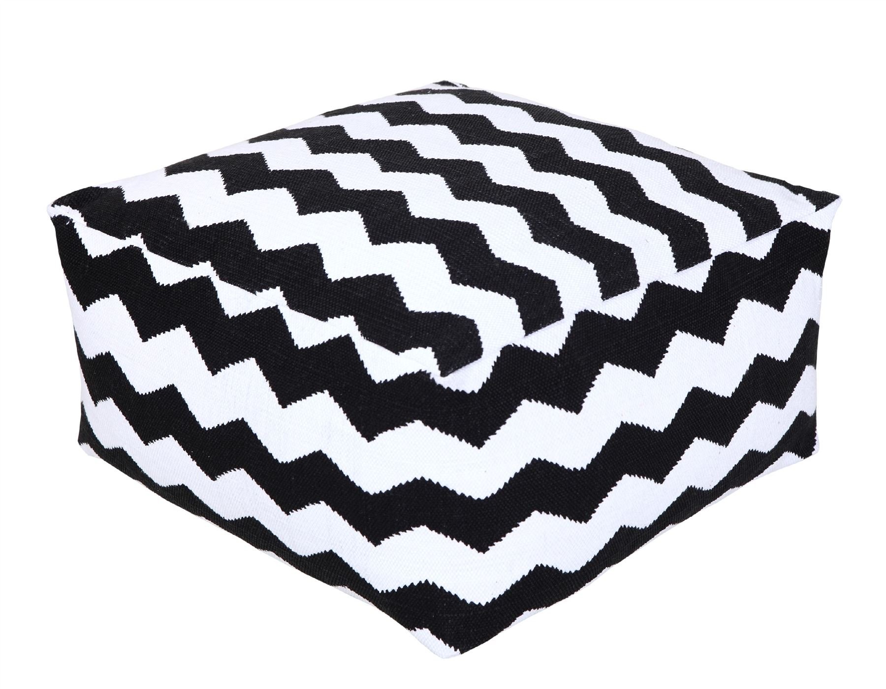 Homescapes Black/White And Chevron Style Bean Footstool - 60 X 60 X 30 Cm