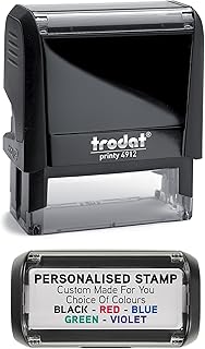 48 x 18mm - Premium Personalised Custom Made Self-Inking Business Company Address Rubber Ink Stamp - Up to 5 Lines of Customised Text