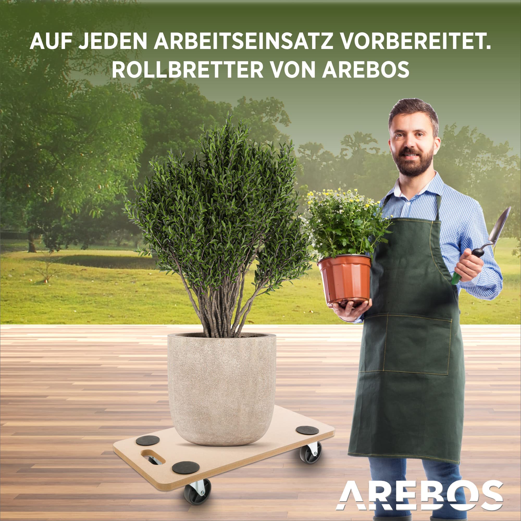 Arebos Rollbrett | 4 Stück | bis zu 200 kg Traglast | inkl. Gummipads | Transportroller Möbelroller Transporthilfe für Umzug Möbel-Transport
