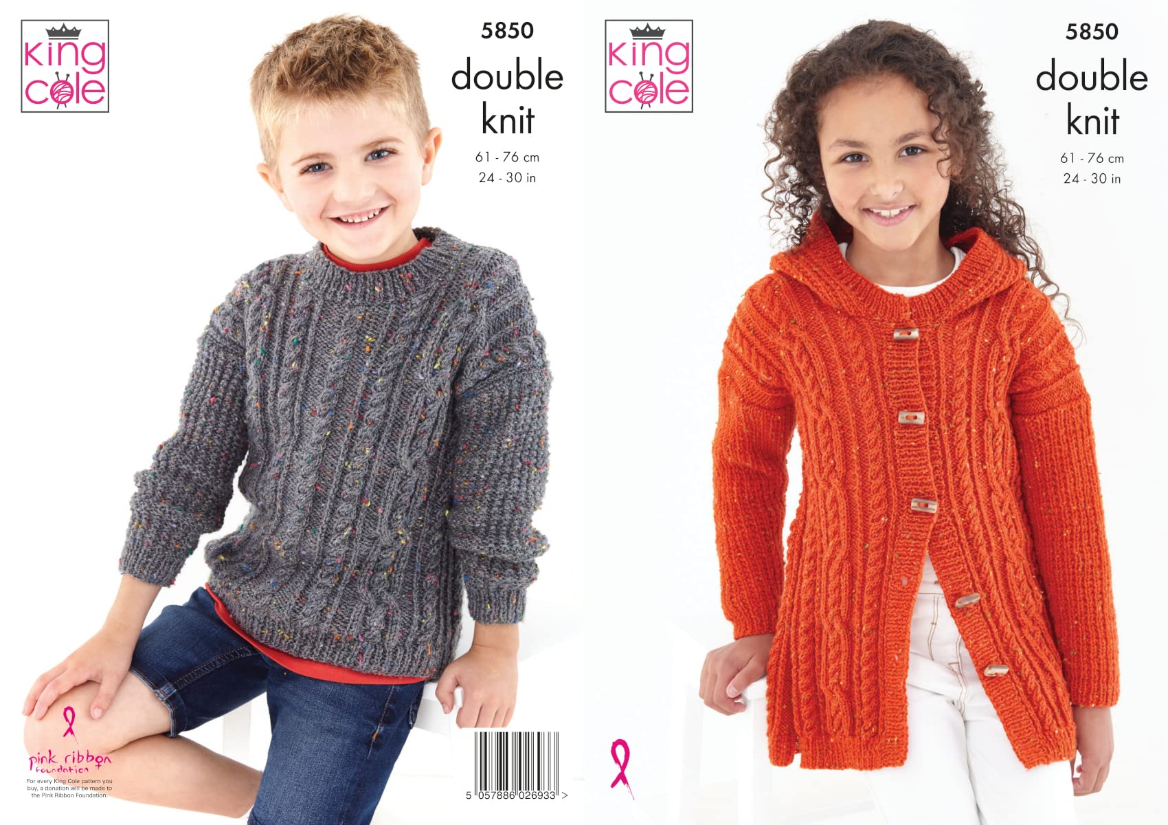 King Cole DK Knitting Pattern Cardigan and Sweater 5850