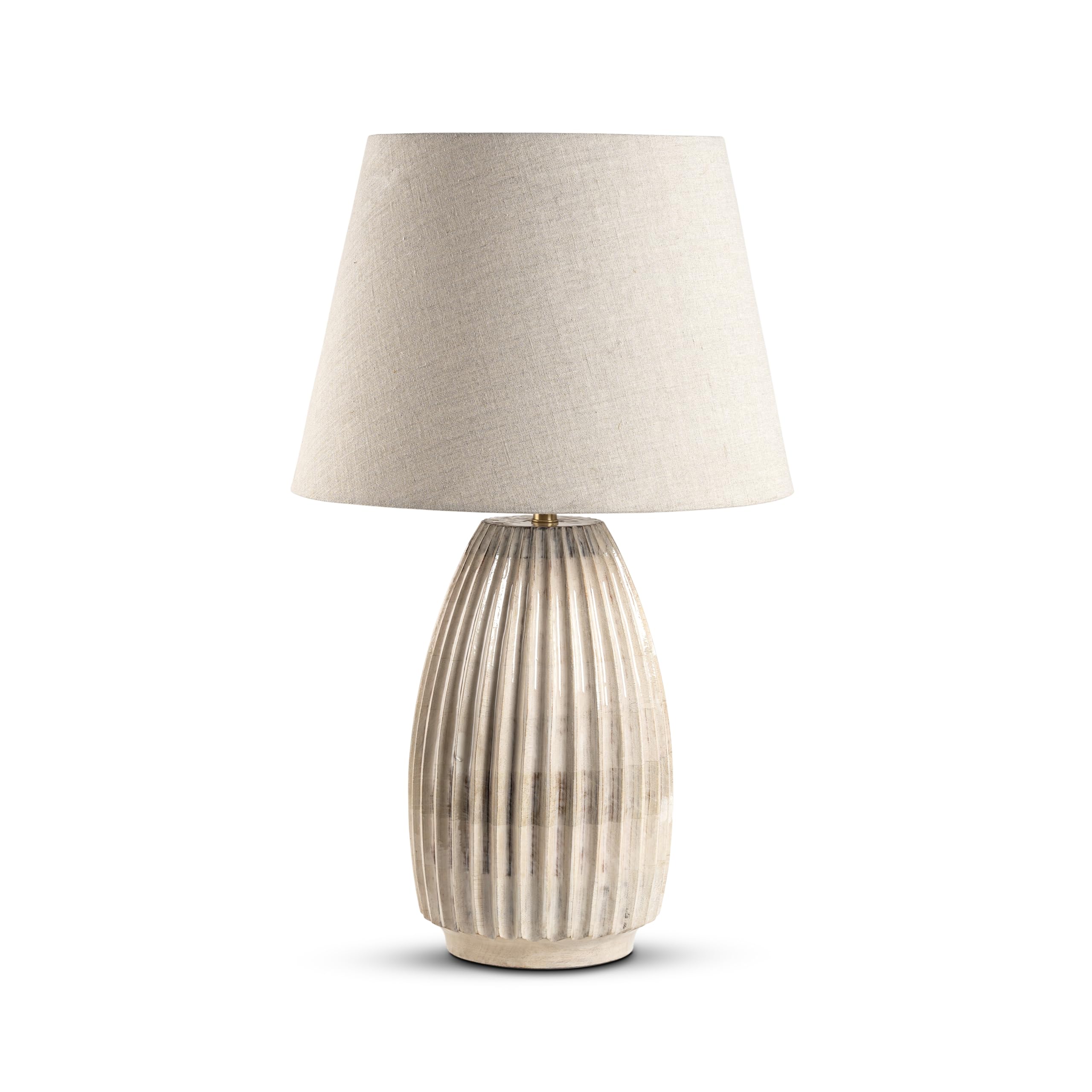 Elm Home And Garden Bedside Table Lamp - Cream White Wash