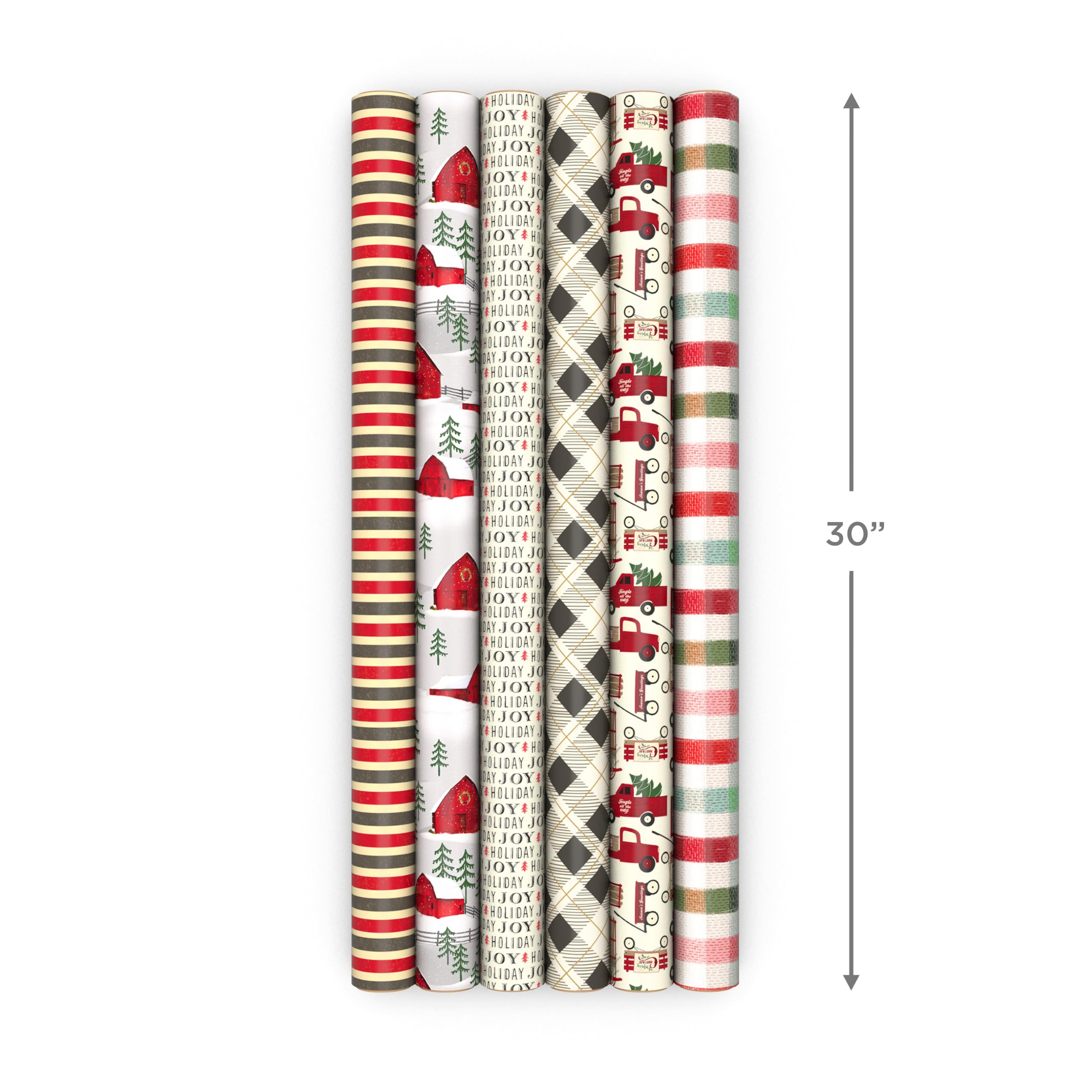 Hallmark Geschenkpapier-Set für Weihnachtsfeiertage mit Schnittlinien