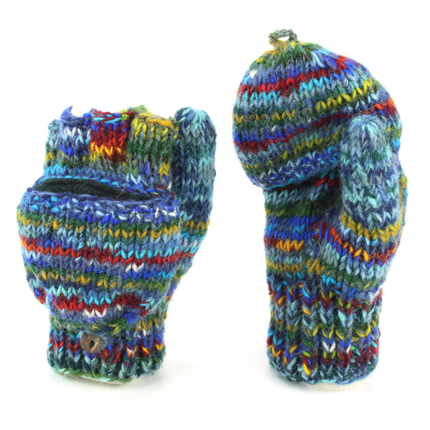 LOUDelephant Hand Knitted Wool Shooter Gloves - SD Dark Blue Mix
