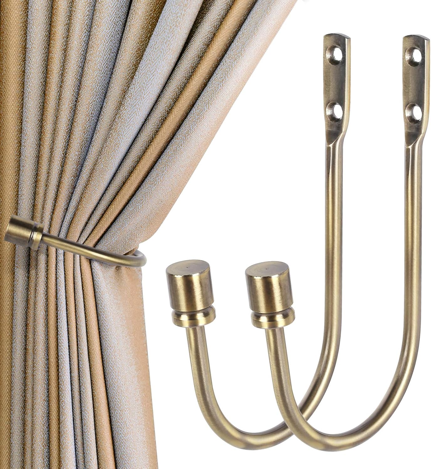 No/Brand Metal Curtain Holdbacks, 2 Pack Bronze Decorative Wall Mounted Curtain