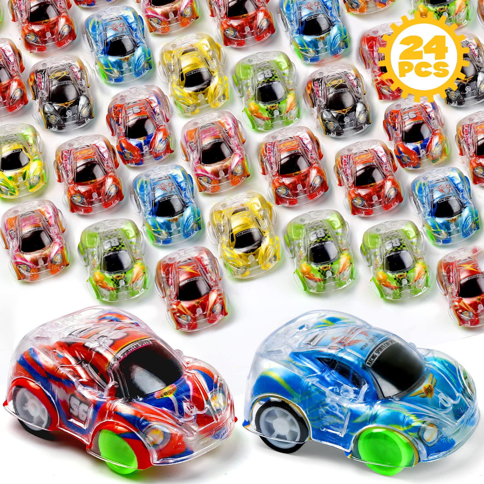 24Pcs Toy Cars Mini Pull Back Cars, Party Bag Fillers for Kids, Mini Racing Car Pinata Game Prizes Xmas Christmas Eve Box Stocking Fillers Kids Birthday Party Favours Gifts Toys for Boys Girls Toddler