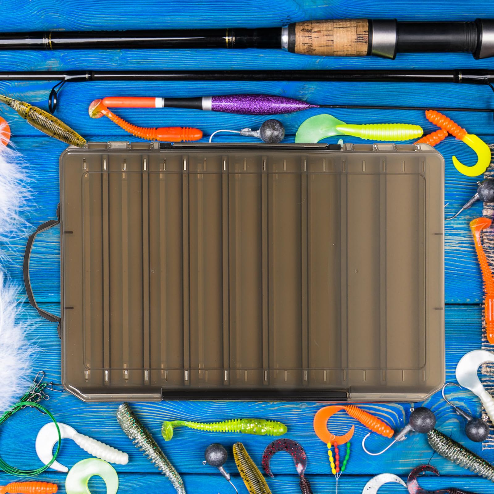 Alasum Scatola Porta Esche da Pesca Portatile Scomparti Divisori Organizer per Accessori e Attrezzi da Pesca Custodia Leggera e Resistente per attività all’Aperto
