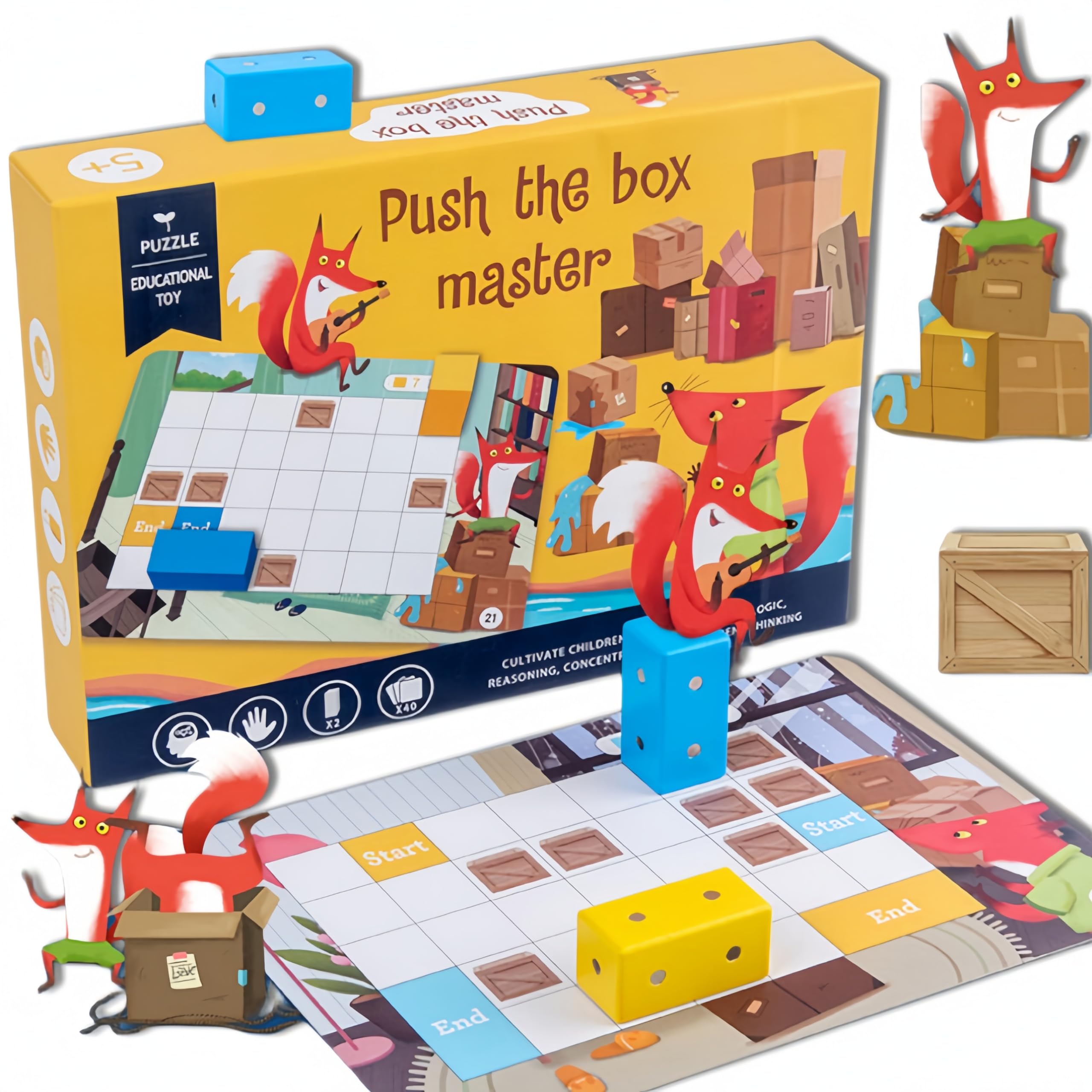 Photo 1 of STEM Board Games Preschool Learning Toys, Magnetic Logical Move Blocks Brain Teasers Puzzle Games, Montessori Toys for 3+ Year Old, Gifts for Boys Girls Ages 3-8 Year Old