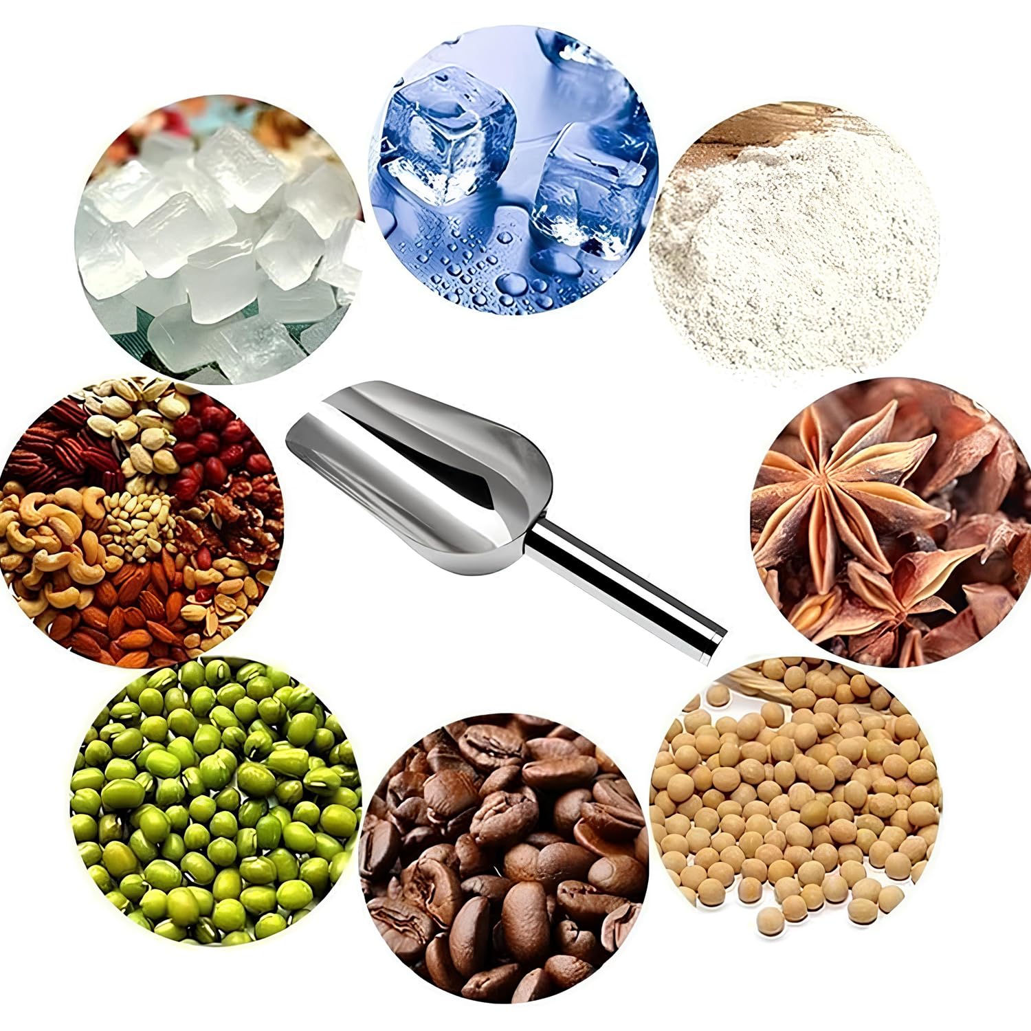 4 Pezzi Pala Ghiaccio In Acciaio Inossidabile, Paletta Per Alimenti, Paletta Per Farina, Cucchiaio Pratico Da Cucina/Bar/Giardino/Supermercato, Per Farina, Ghiaccio, Cibo, Fagioli(12 Pollici)