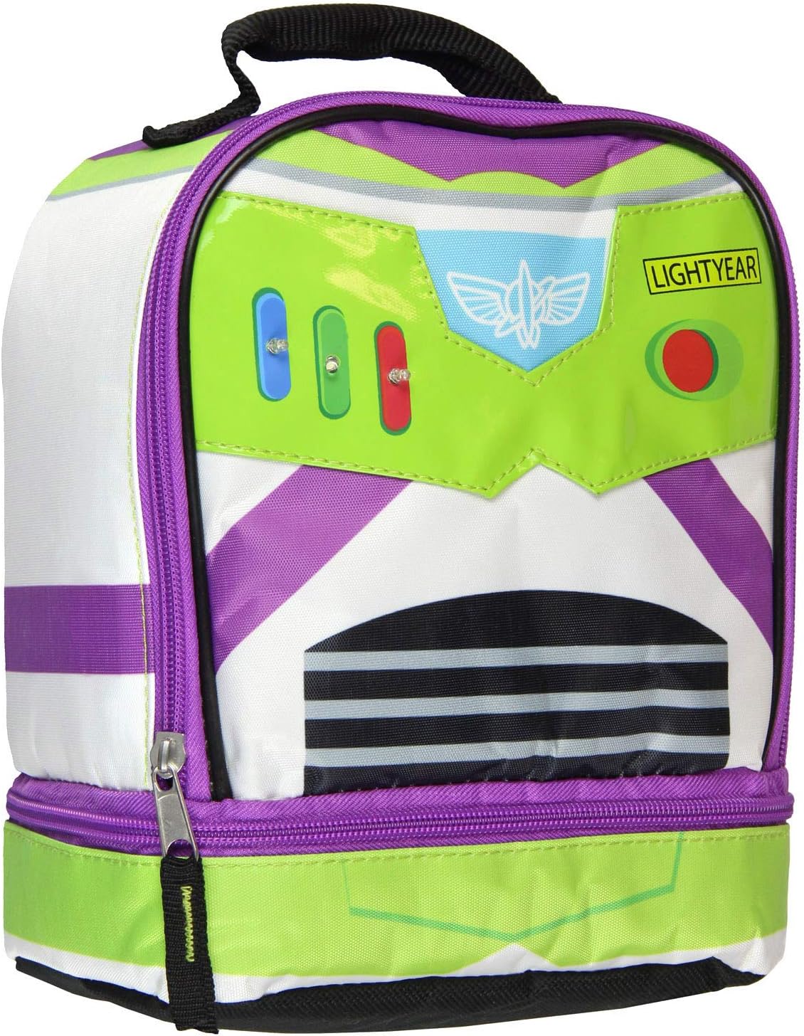 Accessory Innovations Toy Story Buzz Lightyear Dual Compartment Insulated Light Up Lunch Bag Tote