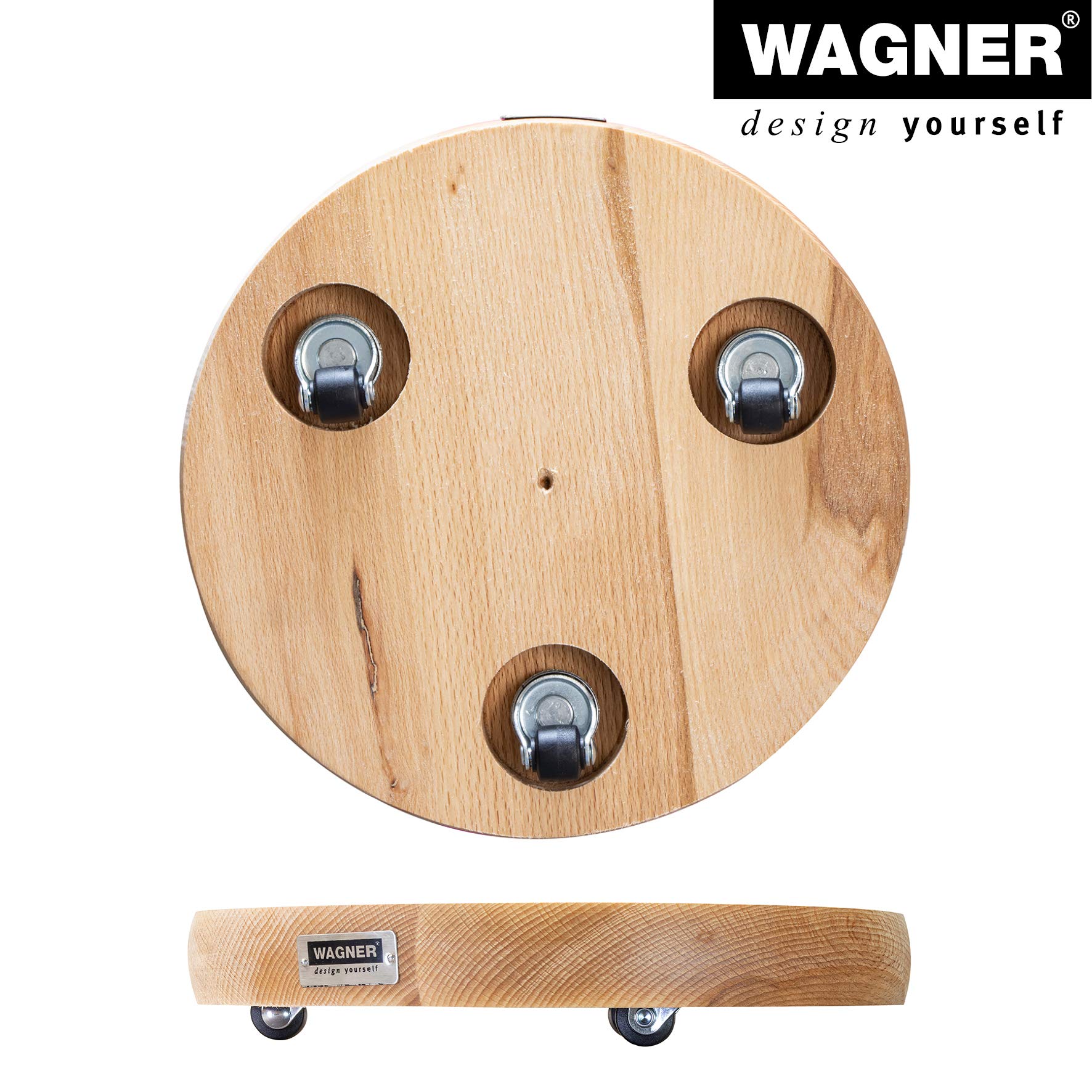 WAGNER wózek do roślin litych o średnicy 25 x 5 cm I wózek do sadzenia do użytku wewnętrznego, buk naturalny I wózek kwiatowy wykonany z litego drewna FSC® I drewniany wałek kubełkowy I nośność 100 kg I Wyprodukowano w UE - 20027101