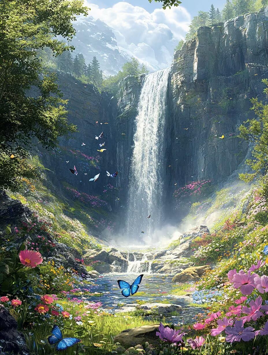 5D Diamond Painting Cascate Diamond Painting Kit Completo stagno Kit Ricamo Principianti, Mosaico Bambini Strass Ricamo a Punto Croce per Decorazione Casa e Regalo Creativo 90x120cm m-365