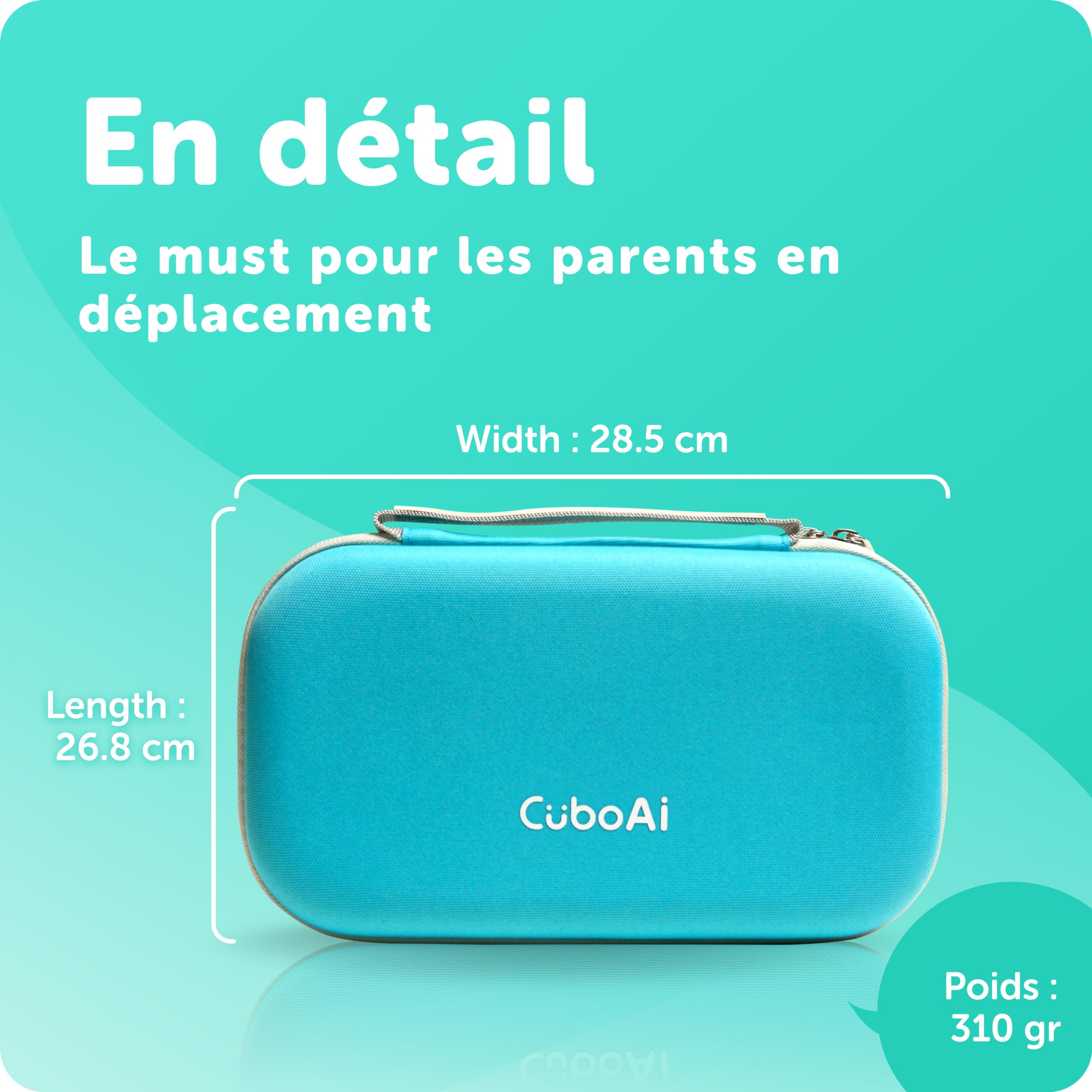 Étui de Voyage CuboAi | Étui de Protection Rigide pour Babyphone Intelligent CuboAi, Support Mobile et Accessoires | Tranquil Blue