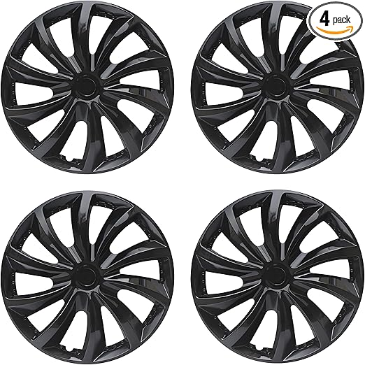 Hubcap Wheel Cover Replacement R16 Hub Caps Universal-Fit Steel Wheel Rim Cover ABS Material Exterior Accessories for Car Truck SUV -Set of 4(17-inch,Blue-Black)