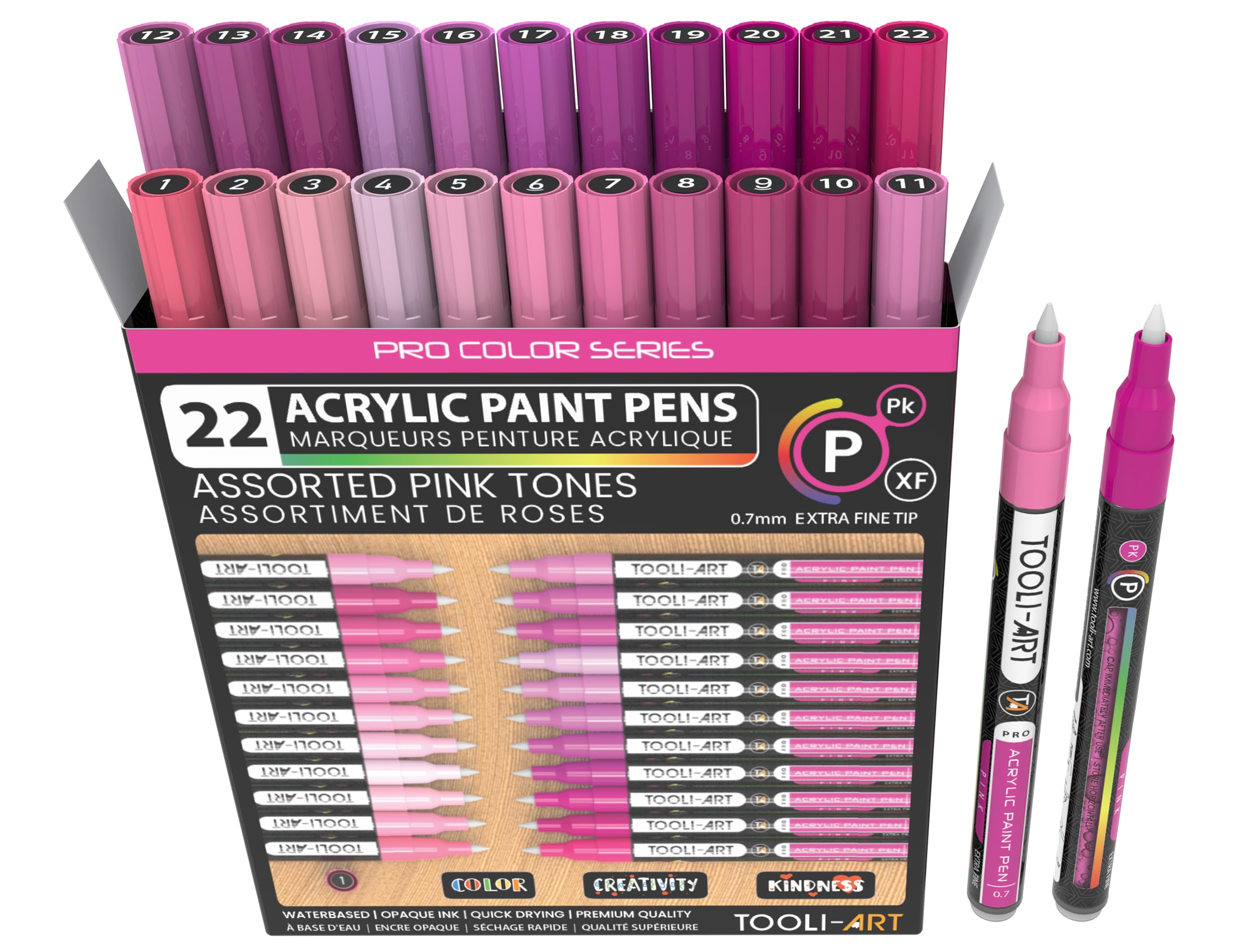 Marcatori Pro Penne per Pittura Acrilica 22 Tonalità Rosa Punta Extra Fine 0,7 mm