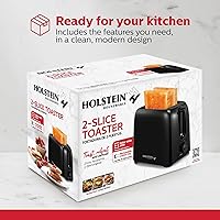 Vista 8 de Holstein Housewares - Tostadora de 2 rebanadas con 6 ajustes de control de marrón, negro - Ideal para tostar pan, bagels y waffles