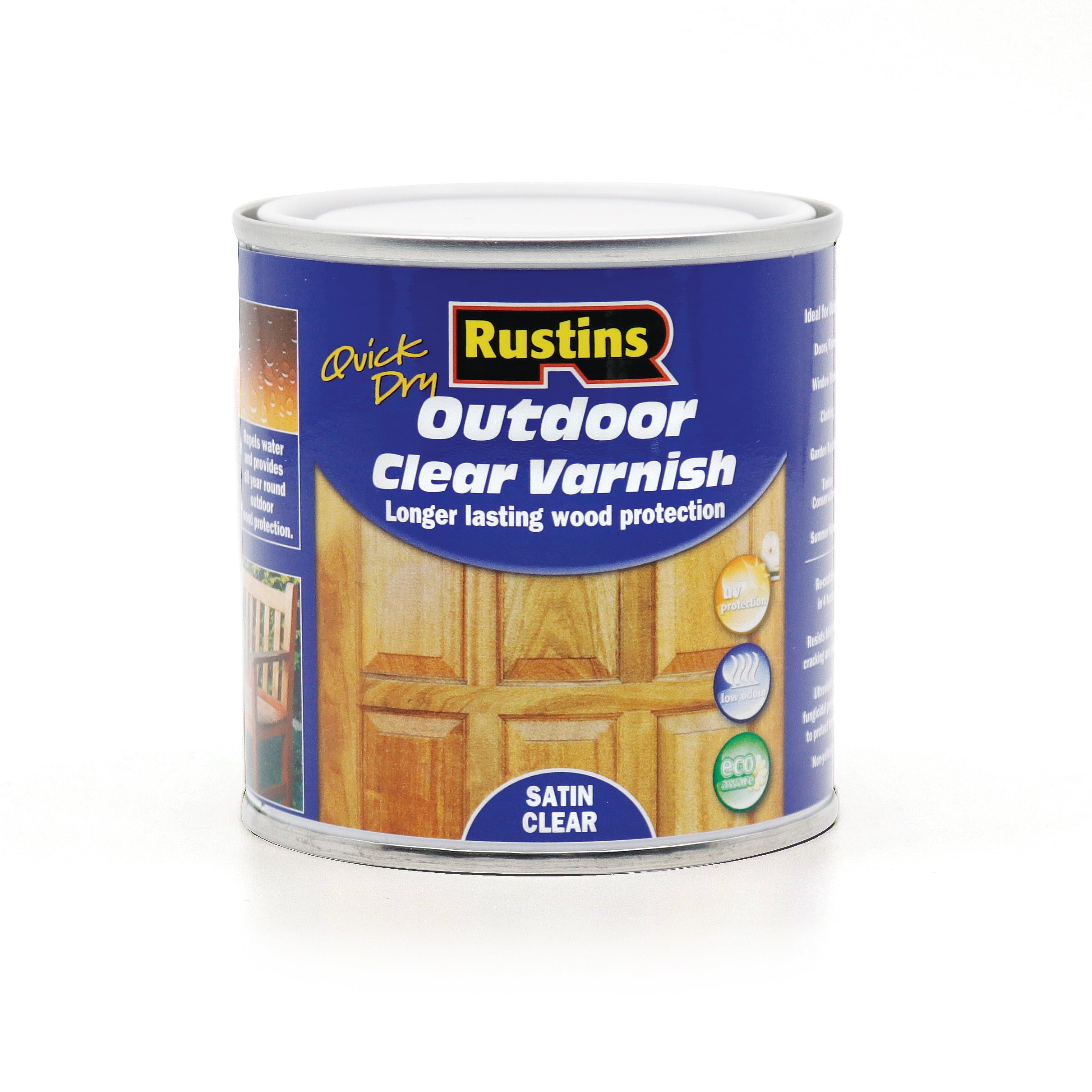 Rustins Quick Dry Outdoor Varnish Satin - Clear 250ml (Triple Pack)