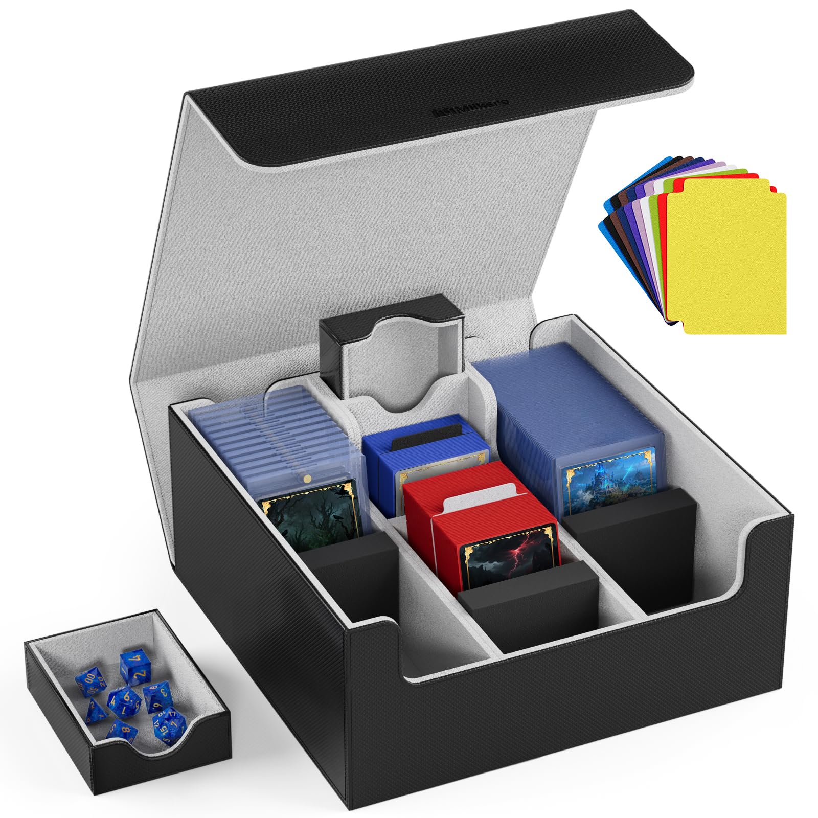 Mlikero Caja Cartas, Deck Box con Cierre Magnético de Cuero para Fundas Duras, Caja para Cartas Apto para Cartas Coleccionables, Carta Coleccionables y Card Deportivas