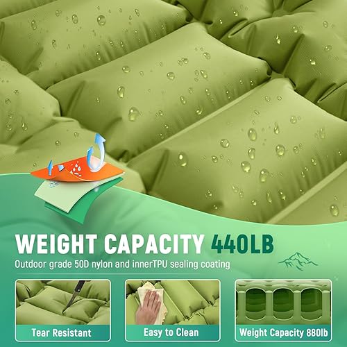 Miniatura 4 de Colchoneta de dormir para camping, ultraligera con bomba de pie integrada, cómoda alfombrilla para dormir para mochileros, viajes en coche, tienda