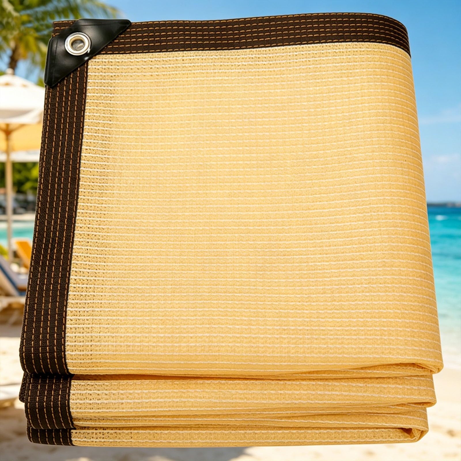 Filet d'ombrage 205x270 cm crème avec œillets pour serre et jardin