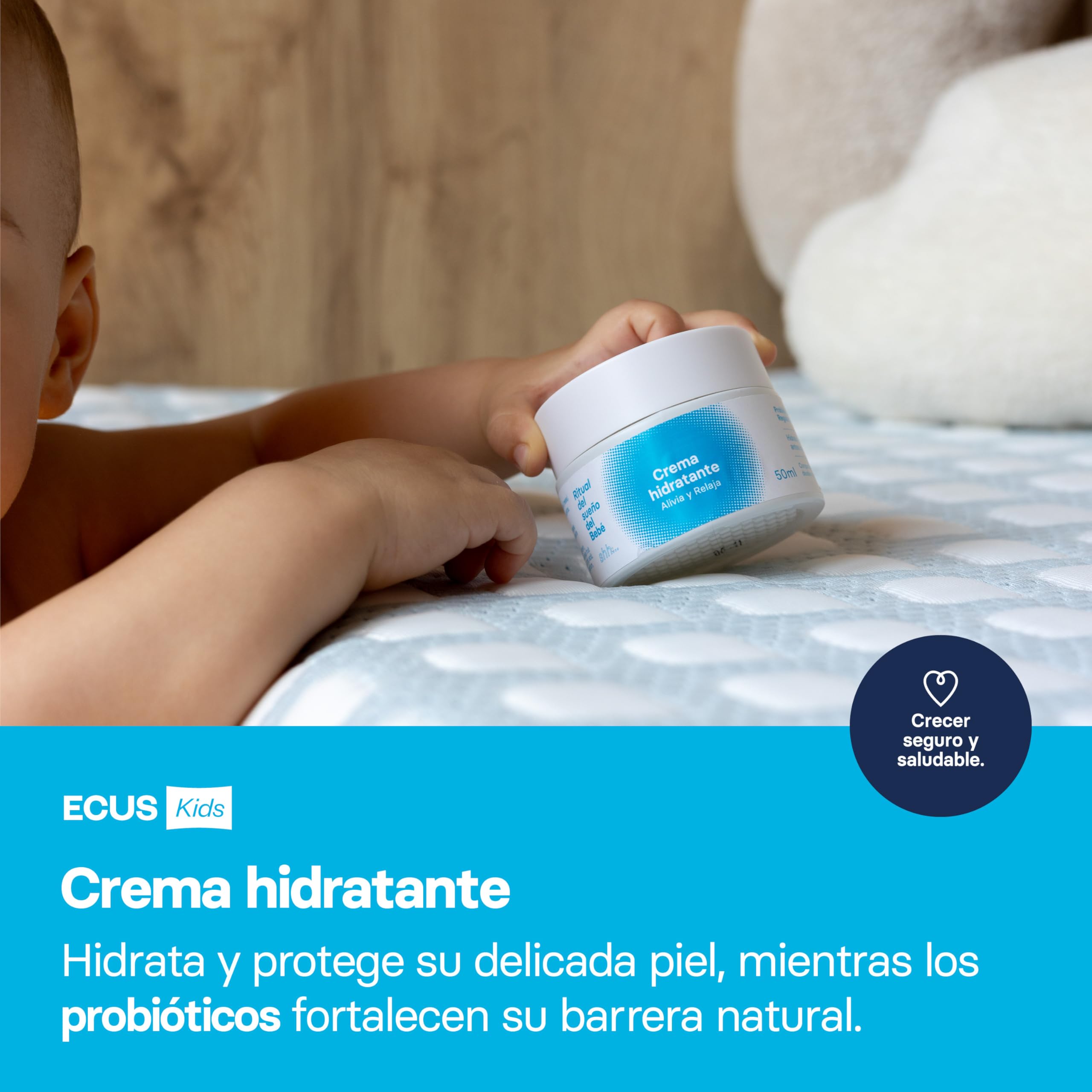 ECUS Kids Pack Crema Bebe Ritual del Sueño con Probióticos. Regalo bebe | Detergente, crema hidratante y bruma relajante, piel delicada, ideal como regalo para recién nacido