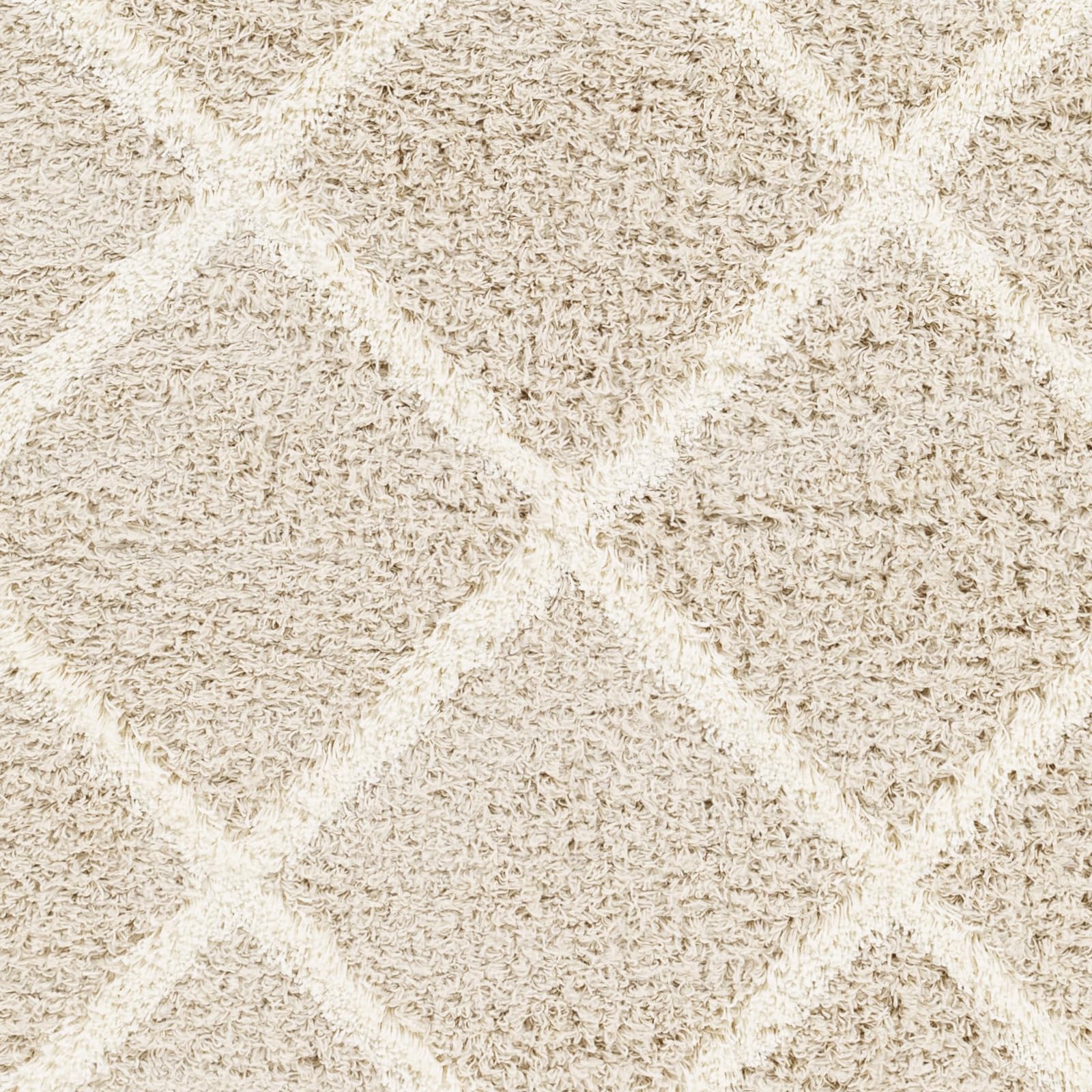 Livabliss Trakai Shaggy Berbere - Salon, Salle à Manger, Chambre Adulte et Ado, Cuisine - Poil Long Moelleux et Doux, Beige Motif Berbère, Carpette Chambre 160x220 cm - Beige Clair, Blanc
