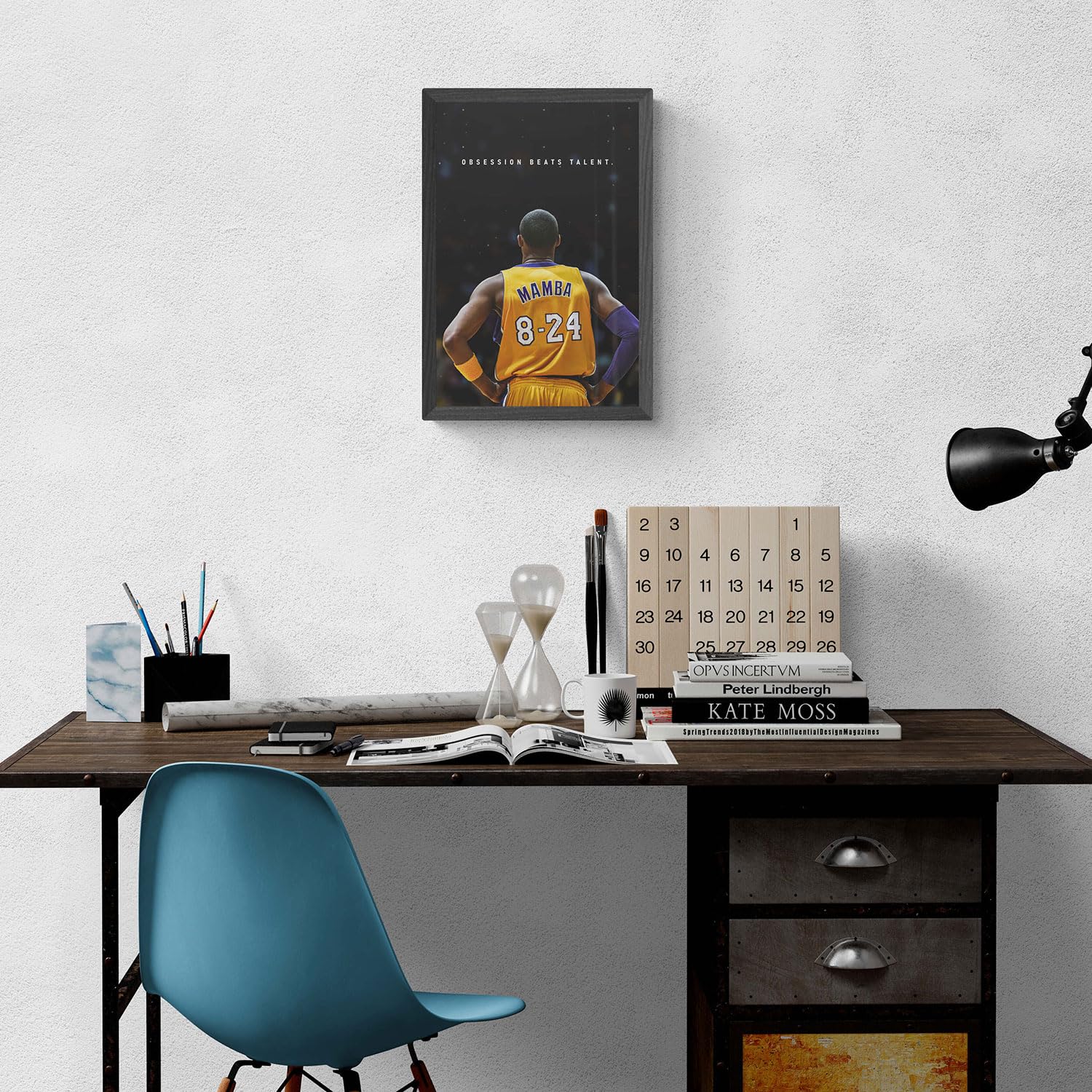 FRAMEO STORE Kobe Bryant Obsession Beats Talent Quote Glass frame, Kobe Bryant Quote wall art framed poster (A4 size - 8 X 12 Inches) 1